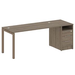 Metal System Quattro Р. ст. с тумбой на П-образном м/к 50БП.РС-СТП-1.4 Вяз/Мокко металл 2012*720*750 - Фото предпросмотра