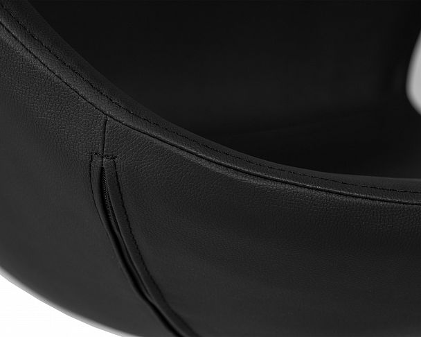 Кресло дизайнерское DOBRIN SWAN (черный кожзам P13, алюминиевое основание) - Вид 7