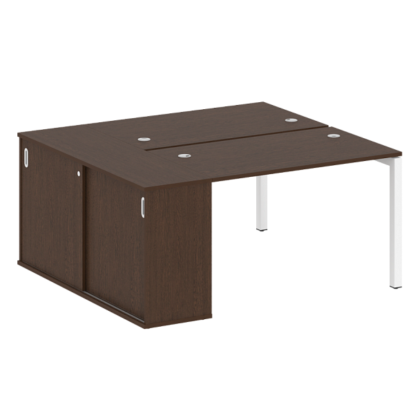 Metal System Quattro Р. ст. с шкафом-купе на П-образном м/к 50БП.РС-СШК-1.2 Т Венге/Белый металл 1610*1475*750 - Вид 1