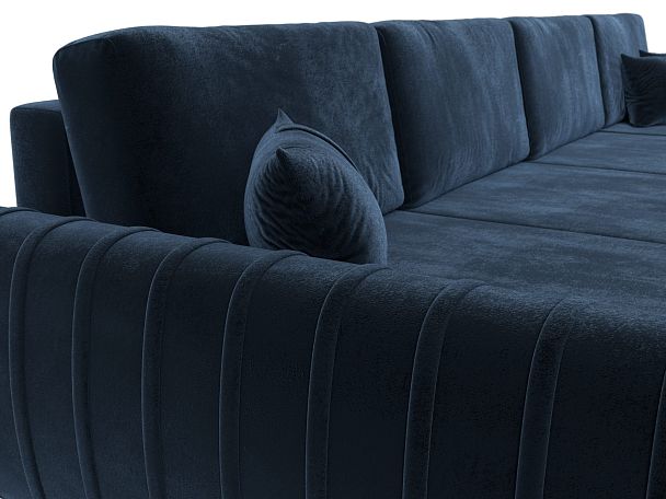 Диван П-образный Лига-057 НПБ Лонг Велюр синий - Вид 4