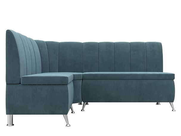 Кухонный угловой диван Кантри левый (полностью Велюр бирюзовый) - Вид 2