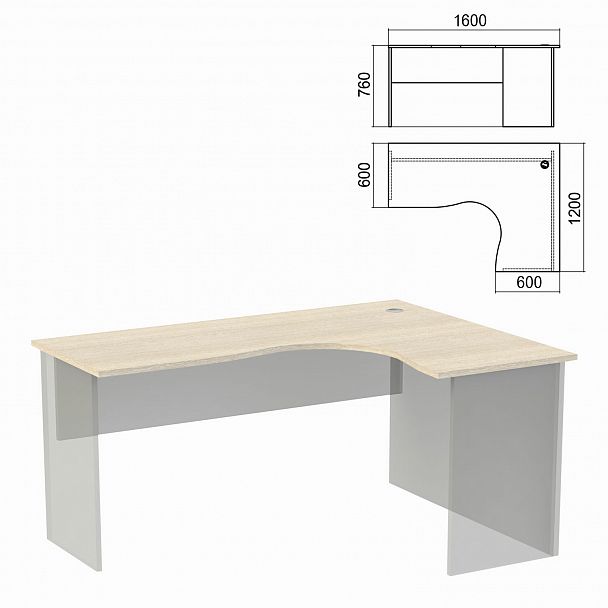 Стол компактный ЧАСТЬ 1 "Арго", 1600х1200х760 мм, правый, ясень шимо - Вид 2