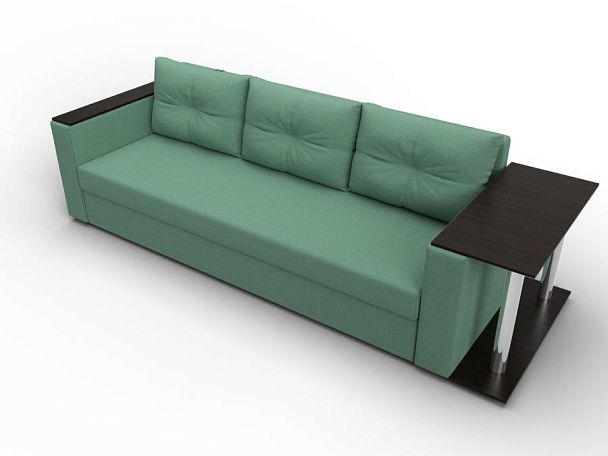 Диван прямой Атланта Лайт со столом справа Рогожка зеленый - Вид 6