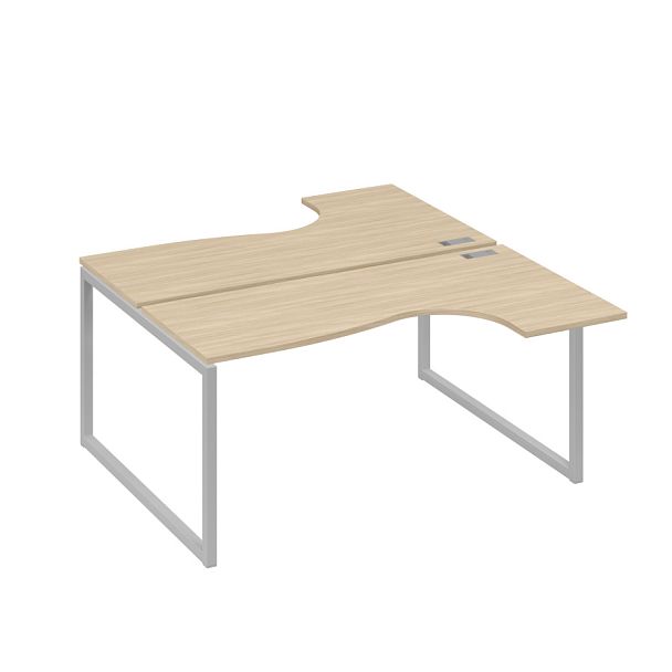 Рабочая станция QUATTRO (2х160) столы Классика эргономичные A4 А4 Б4 182 БП дуб скандинавский / металлокаркас серый - Вид 1