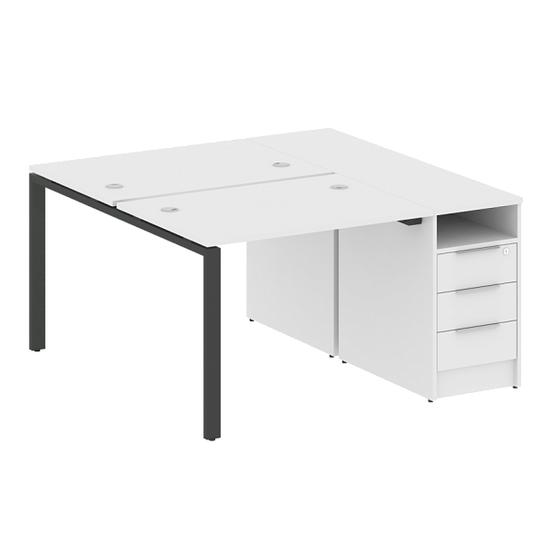 Metal System Р. ст. с тумбой на П-образном м/к БП.РС-СТП-2.1 Белый/Антрацит металл 1412*1475*750 - Вид 1