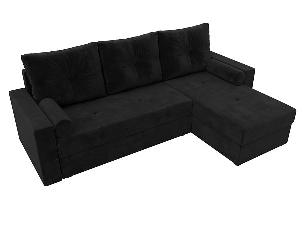 Диван угловой Верона Лайт угол правый (полностью велюр черный) - Вид 5