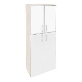 Onix Шкаф высокий широкий O.ST-1.7 R white Денвер светлый/Белый бриллиант/Стекло white 800*420*1977 - Фото предпросмотра