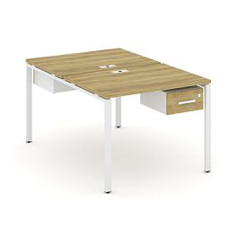 Concept Рабочая станция 2 сторонняя с подвесными тумбами на 2 места CN.DRS-109 W Дуб Винченцо/Белый Бриллиант/Металл Белый 980*1480*750 - Фото предпросмотра