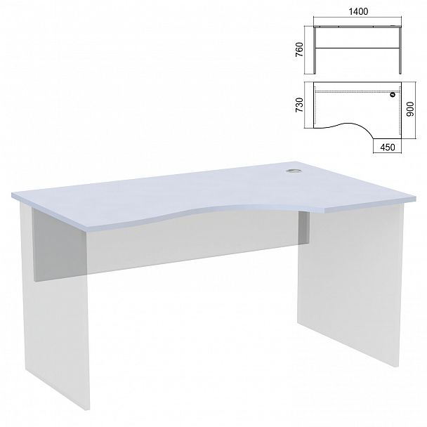 Стол эргономичный ЧАСТЬ 1 "Арго", 1400х900х760 мм, правый, серый - Вид 2