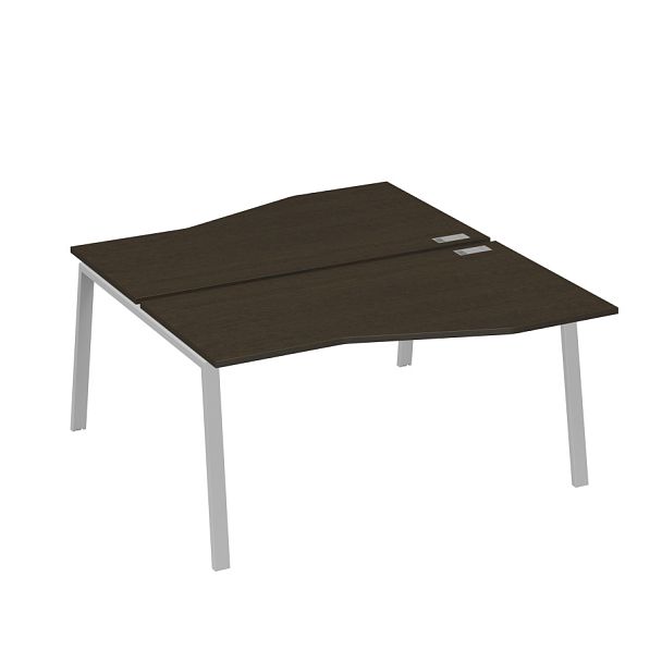 Рабочая станция (2х160) столы Техно на опорах TRE A4 А4 Б3 191  БП венге / металлокаркас серый - Вид 1