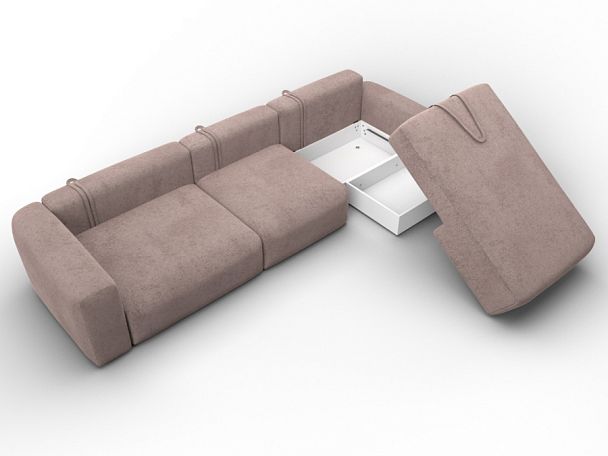 Диван угловой Лига-066 НПБ Лонг угол правый Велюр бежевый - Вид 7