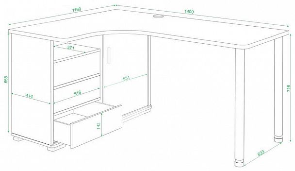 Стол письменный СР-145СМ Карамель/Шамони правый - Вид 2