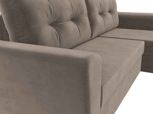 Угловой диван Амстердам Лайт правый (полностью велюр коричневый) - Вид 4