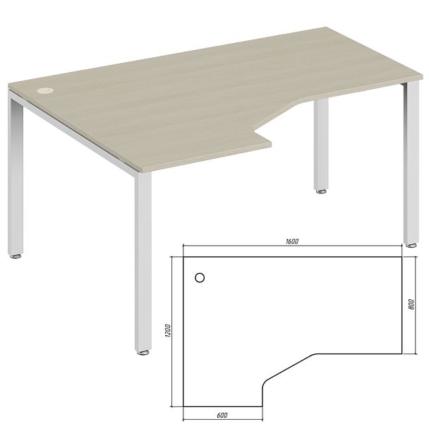 Эргономичный стол левый Trend Metal 160x120x75 дуб феррара - Вид 1