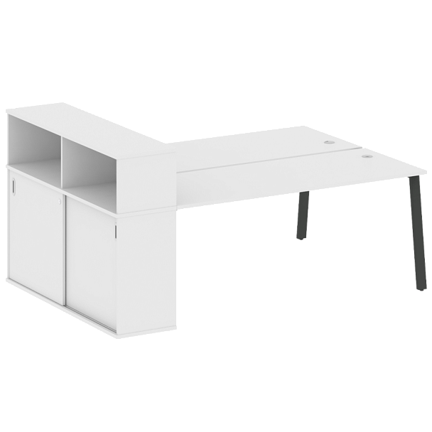 Metal System Р. ст. с шкафом-купе на А-образном м/к БА.РС-СШК-2.5 Т Белый/Антрацит металл 2210*1475*1098 - Вид 1