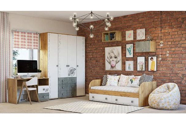 "Тренд" ПС-02 крафт/белый фп/бетон - Вид 4