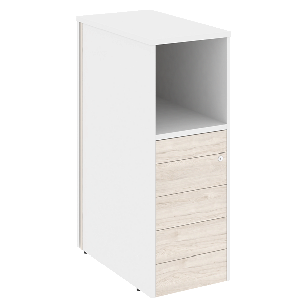 Onix Тумба 5 ящиков TIP-ON завершающая, левая O.R-TV-5 TIP (L) Денвер светлый/Белый бриллиант 436*767*1185 - Вид 1