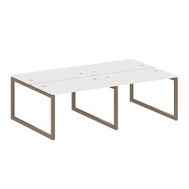 Metal System Quattro Р. ст. на 4 раб. места на О-образном м/к 50БО.СМ-4.2 Белый/Мокко металл 2400*1475*750 - Фото предпросмотра