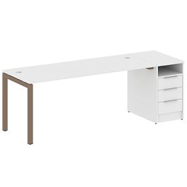 Metal System Quattro Р. ст. с тумбой на П-образном м/к 50БП.РС-СТП-1.5 Белый/Мокко металл 2212*720*750 - Фото предпросмотра