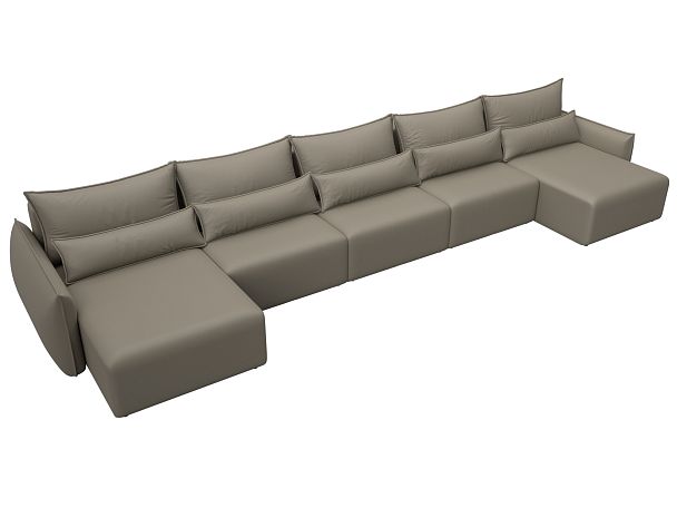 Диван П-образный Лига-051 НПБ МегаЛонг Экокожа бежевый - Вид 6