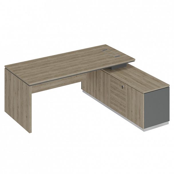 Стол руководителя (опора ДСП) на опорной тумбе (левый/правый) "City" СИ 108 дуб гладстоун светлый/антрацит премиум/дуб гладстоун светлый - Вид 1
