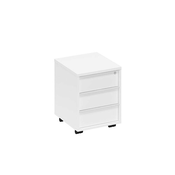 Тумба выкатная 3-х ящичная с центральным замком и ручкой-профилем Space+ А1 213 БП белый премиум - Вид 1