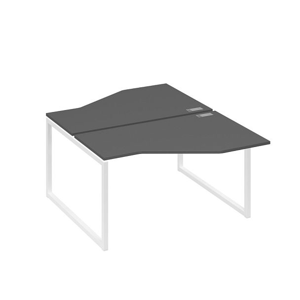 Рабочая станция со столами (2х140) Техно на каркасе QUATTRO A4 А4 Б4 187 БП антрацит премиум / металлокаркас белый - Вид 1