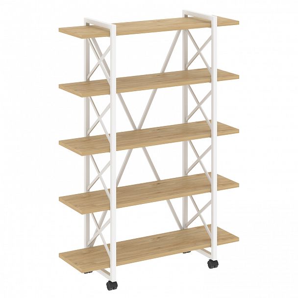 Стеллаж на колесах "Loft" VR.L-MST.K-5.8V тиквуд светлый/белый - Вид 1