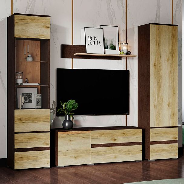 Гостиная Плейона Шкаф венге/дуб делано - Вид 3