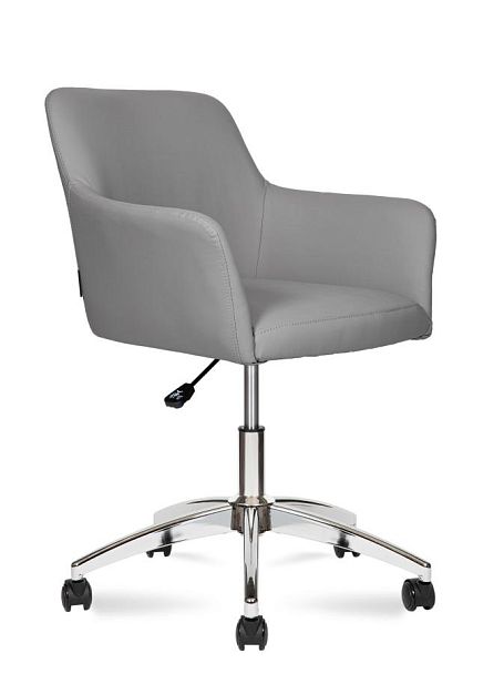 Кресло офисное / Танго / Tango  / серая экокожа / хромированная база - Вид 1