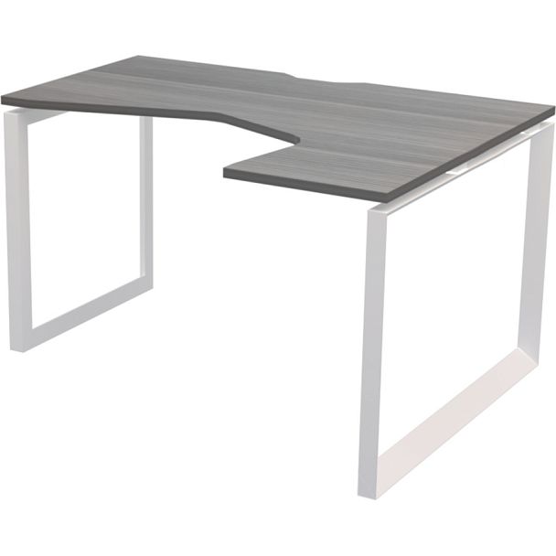 Стол эргономичный правый на металлокаркасе НТМП.О-040.ПР Лиственница/Белый 1400x1100x750 Аргентум-МП - Вид 1