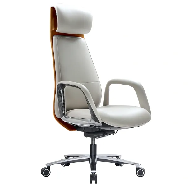 Кресло HAWASAN (ХАВАСАН) PREMIUM EX-820, синхромеханизм, слайдер, экокожа, белое/коричневое, 533237 - Вид 1