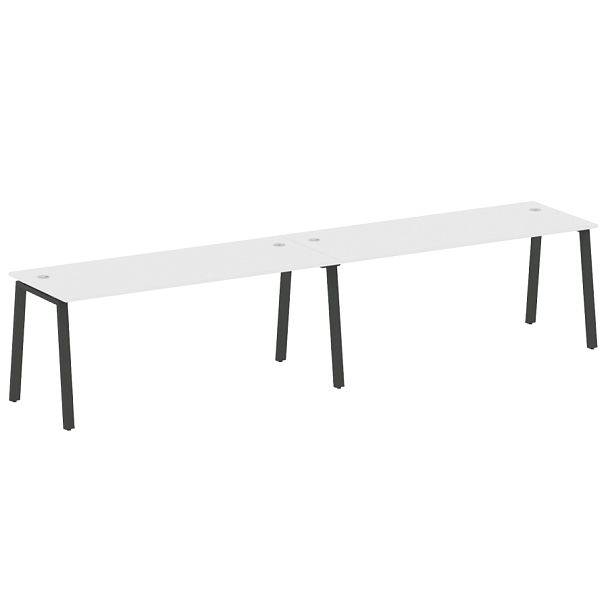 Metal System Р. ст. на 2 раб. места на А-образном м/к БА.СМ-2.5 Белый/Антрацит металл 3600*720*750 - Вид 1