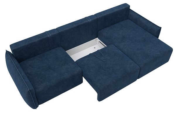 Диван угловой Лига-051 НПБ Лонг угол универсальный Велюр синий - Вид 7