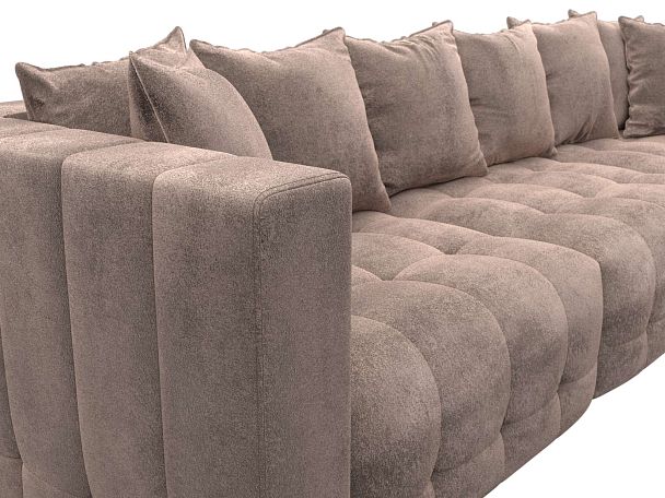 Диван угловой Лига-052 НПБ Лонг угол универсальный Велюр бежевый - Вид 4