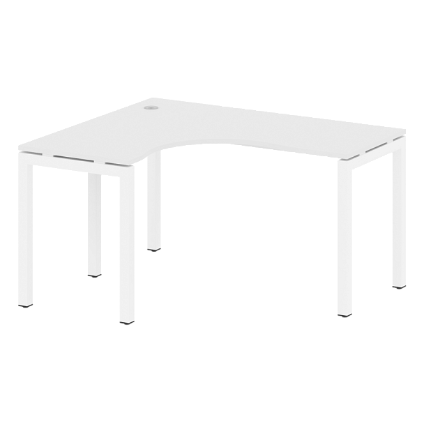 Metal System Quattro Стол криволинейный левый на П-образном м/к 50БП.СА-3 (L) Белый/Белый металл 1400*1200*750 - Вид 1