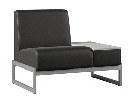 Диван Everprof Solo одноместный со столиком слева Металл Серый Экокожа Черный ЛДСП Серый - Фото предпросмотра