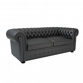 Диван двухместный Chesterton 176x90x80 чёрный - Фото предпросмотра