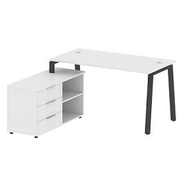 Metal System Р. ст. с тумбой на А-образном м/к БА.РС-СТС-2.3 (L) Белый/Антрацит металл 1500*1520*750 - Фото предпросмотра