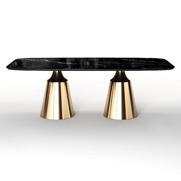 Стол овальный Lucas 230, керамика глянцевая, черная - Вид 1