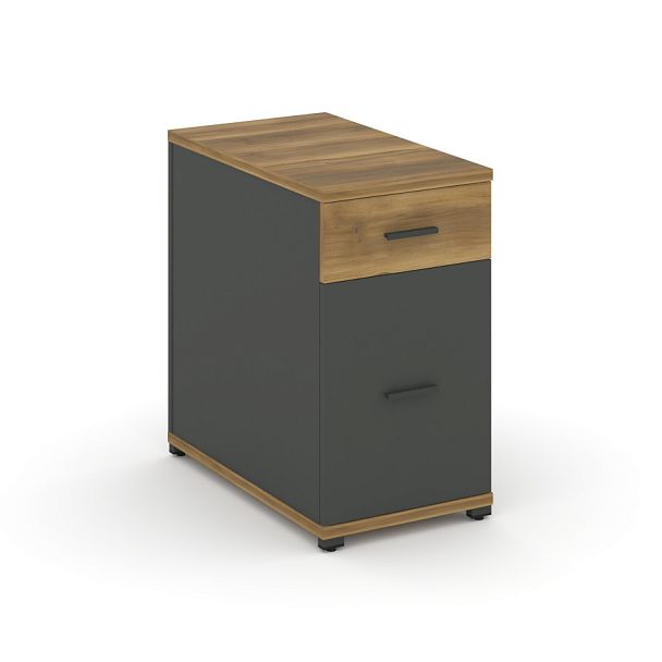 Concept Тумба опорная/приставная 1 ящ.+1 распаш. фасад CN.TGO-005 A Сандал Янтарный/Антрацит/Металл Антрацит 420*720*750 - Вид 1
