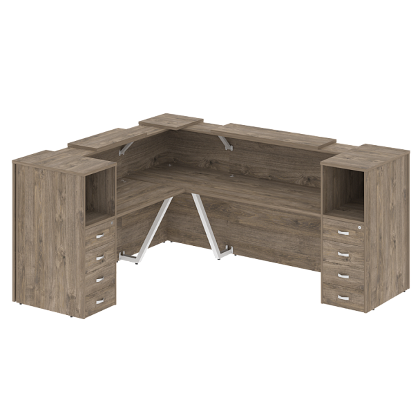 Ресепшн Г-образный "Onix" O.R-K-29 тиквуд темный/белый - Вид 1