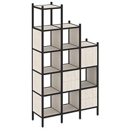 Loft Прямой стеллаж наборный VR.L-21 Денвер светлый/Чёрный металл 1278*446*2280 - Фото предпросмотра