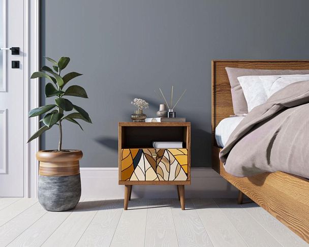 Тумбочка Berber с одним ящиком 08 принт арт BB06/Print_08, разноцветная - Вид 4