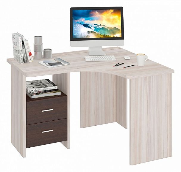 Стол письменный Домино Лайт СКЛ-Угл 120 Венге/Карамель левый - Вид 2