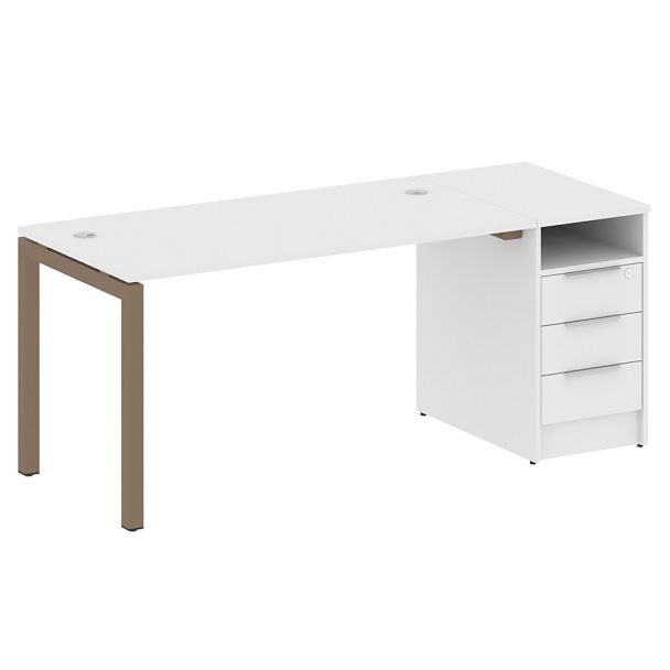 Metal System Quattro Р. ст. с тумбой на П-образном м/к 50БП.РС-СТП-1.3 Белый/Мокко металл 1812*720*750 - Вид 1