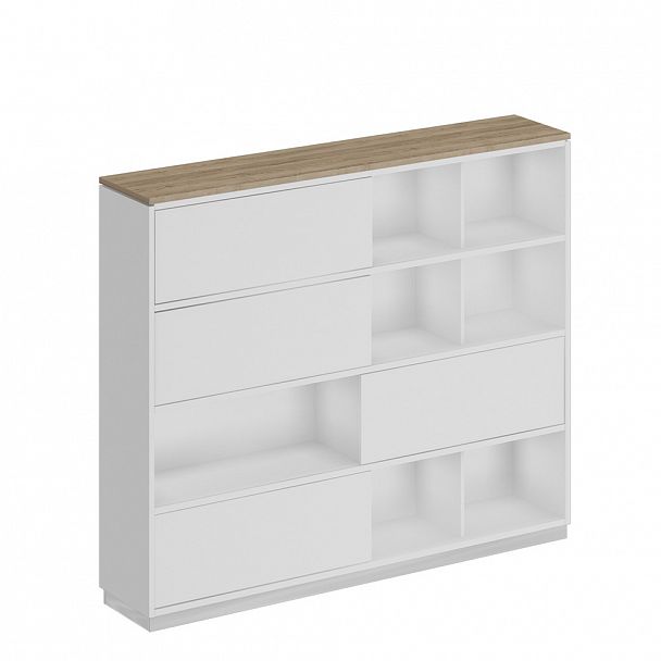 Шкаф-купе "City" СИ 301 дуб гладстоун светлый/белый премиум/белый премиум - Вид 1