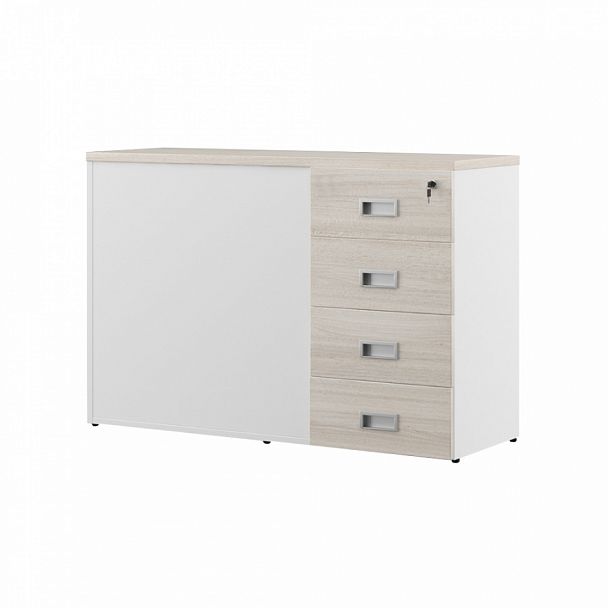 Тумба приставная/опорная правая Tess Wood 123x40x75 светлый дуб - Вид 1