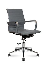 Кресло офисное / Техно LB / хром / серая экокожа - Фото предпросмотра