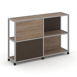 Shelf Mobile Стеллаж 3 уровня 2 секции VR.LT-STK-314.12 Дуб Аризона/Металл Серый/W-25 2370*400*1046 - Фото предпросмотра